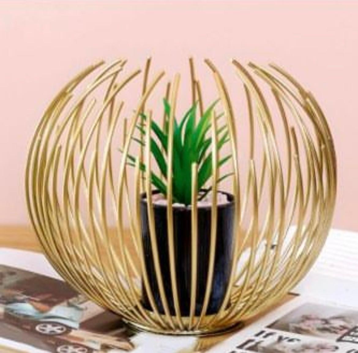 Crafted Metal Alloy Sphere Planter