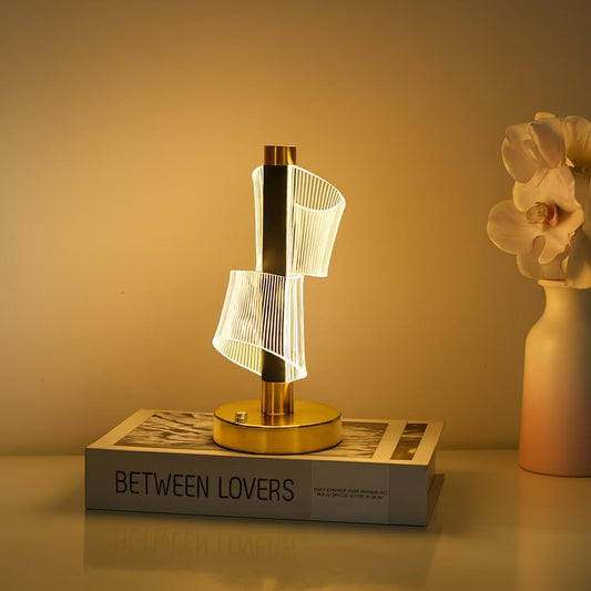 LED Night Lamp with Gold Base, Touch Control Cordless Decorative Table Light – 3 Color Modes, Modern Bedside Lamp for Bedroom,...