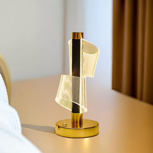 LED Night Lamp with Gold Base, Touch Control Cordless Decorative Table Light – 3 Color Modes, Modern Bedside Lamp for Bedroom,...