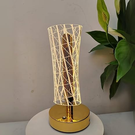 Crystal Table Lamp,Mettalic Gold,Touch Control,3 in 1 LED Light Color Change,USB Rechargeable,Luxury Decor for Home,Living Room,Best for Gifting (Crystal Night lamp)